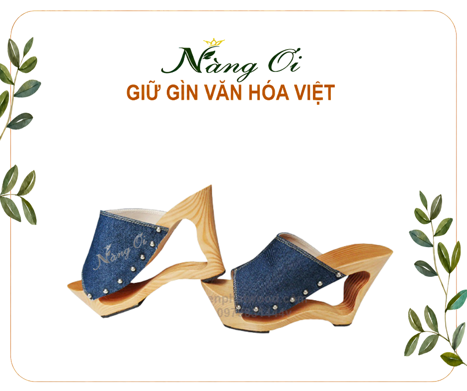 guốc gỗ lọng bụng ở đế cao 12cm vững chắc